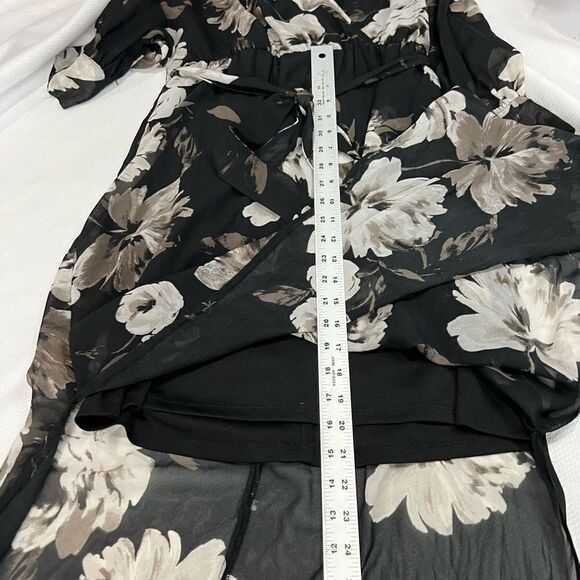 Superfox Black‎ Floral Long Sleeve Maxi Dress - Picture 11 of 14